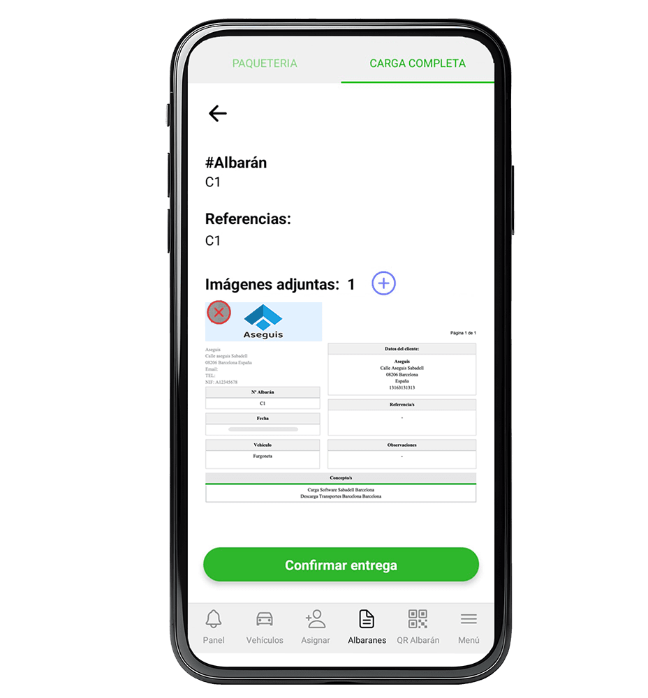 App móvil de Aseguis para confirmar entregas