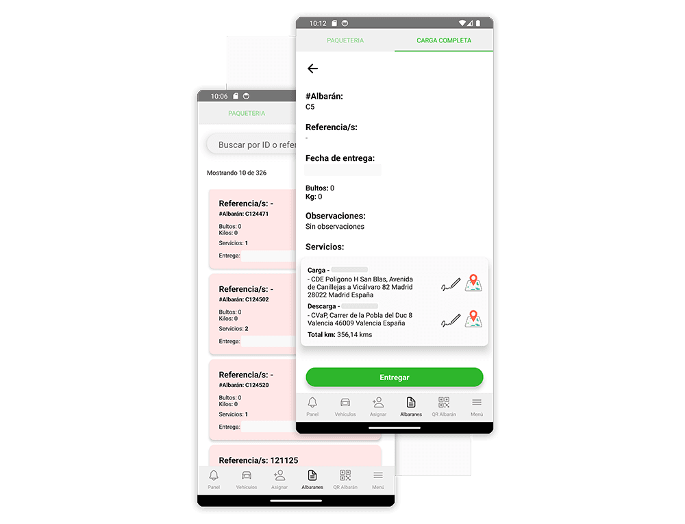 App móvil de Aseguis para gestionar albaranes de carga completa
